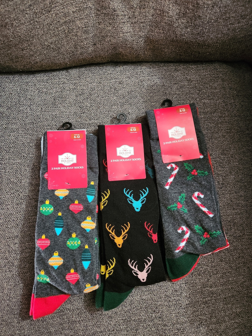 Bundle Of 3 Holiday Crew Socks - Multicolor Christmas Patterns 2 Pack Each